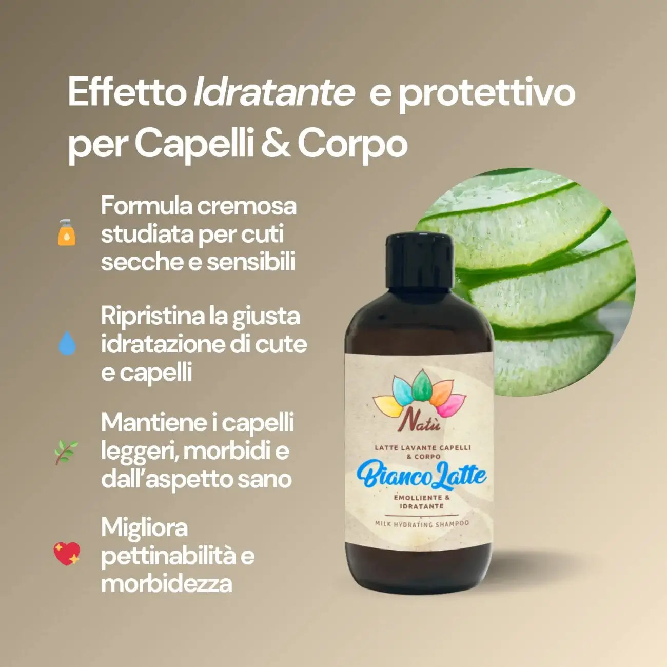 BIANCO LATTE - Shampoo Idratante Capelli Corpo