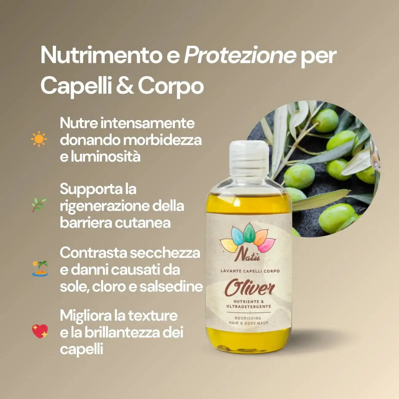 OLIVER - Olio Lavante Capelli Corpo all'Olio di Oliva