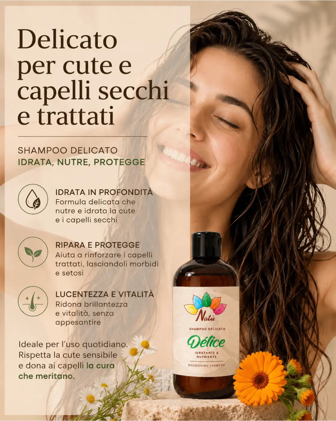 DÈLICE - Shampoo Idratante Nutriente Capelli Secchi - immagine 3