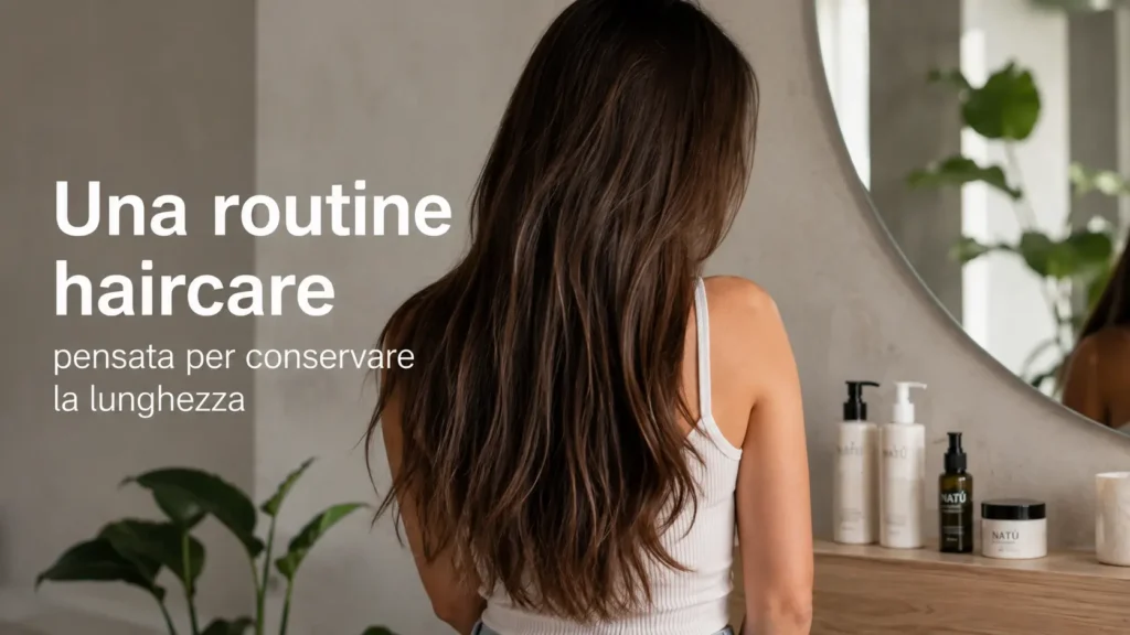 Routine haircare per capelli lunghi, cura e protezione delle lunghezze, capelli lunghi sani e luminosi, trattamento capelli secchi e fragili, prevenzione della rottura dei capelli, cura delle punte, haircare routine capelli lunghi, prodotti per la cura dei capelli, maschera capelli, shampoo e trattamento capelli, nutrimento e idratazione delle lunghezze, protezione delle punte, bellezza e benessere dei capelli, cosmetica capelli italiana.