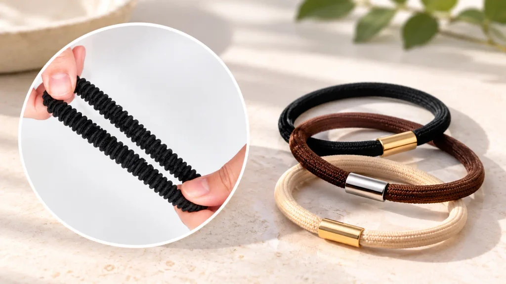 elastico a fisarmonica e con giunture metalliche che possono impigliare e spezzare le lunghezze.