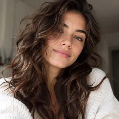 Capelli mossi naturali di una donna, onde morbide e definite: routine per capelli mossi, definizione delle onde, styling anticrespo, cura delle lunghezze e prodotti per capelli mossi.