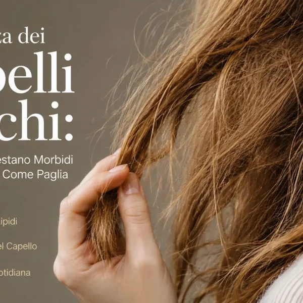Routine completa con prodotti professionali per capelli secchi, studiata per detergere delicatamente, nutrire in profondità, idratare la fibra capillare e proteggere i capelli da secchezza e crespo
